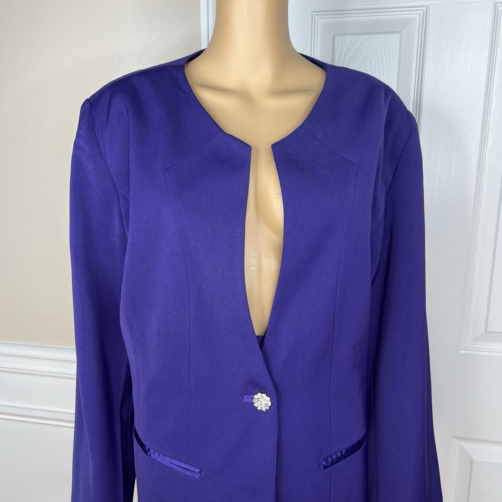 GMI Women Polyester Skirt Suit Size 18W Purple Lined Collarless Cocktail 2PC