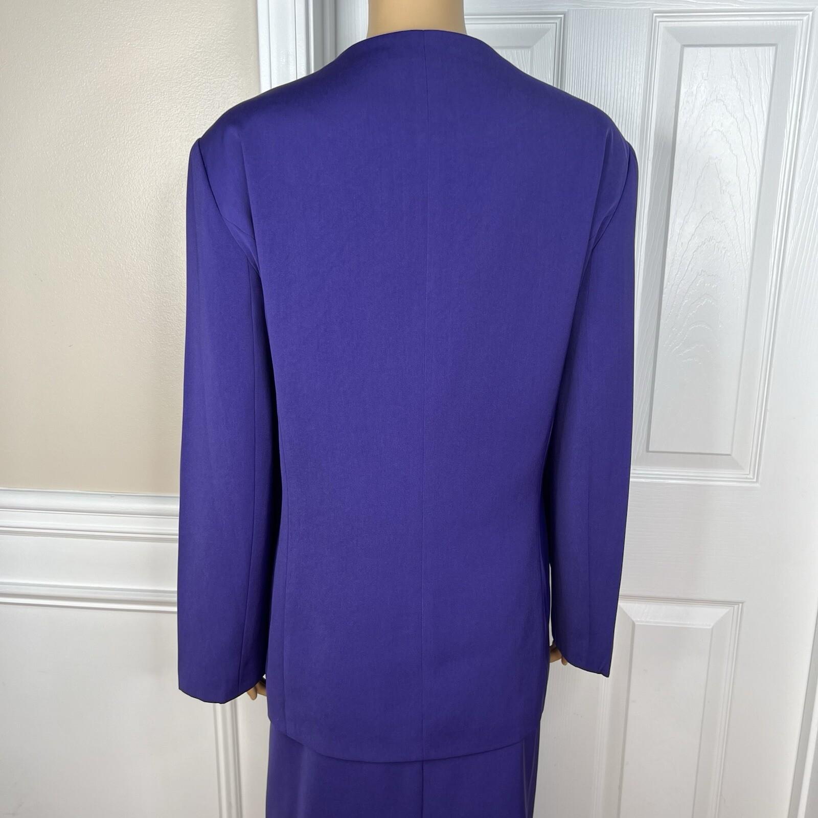 GMI Women Polyester Skirt Suit Size 18W Purple Lined Collarless Cocktail 2PC