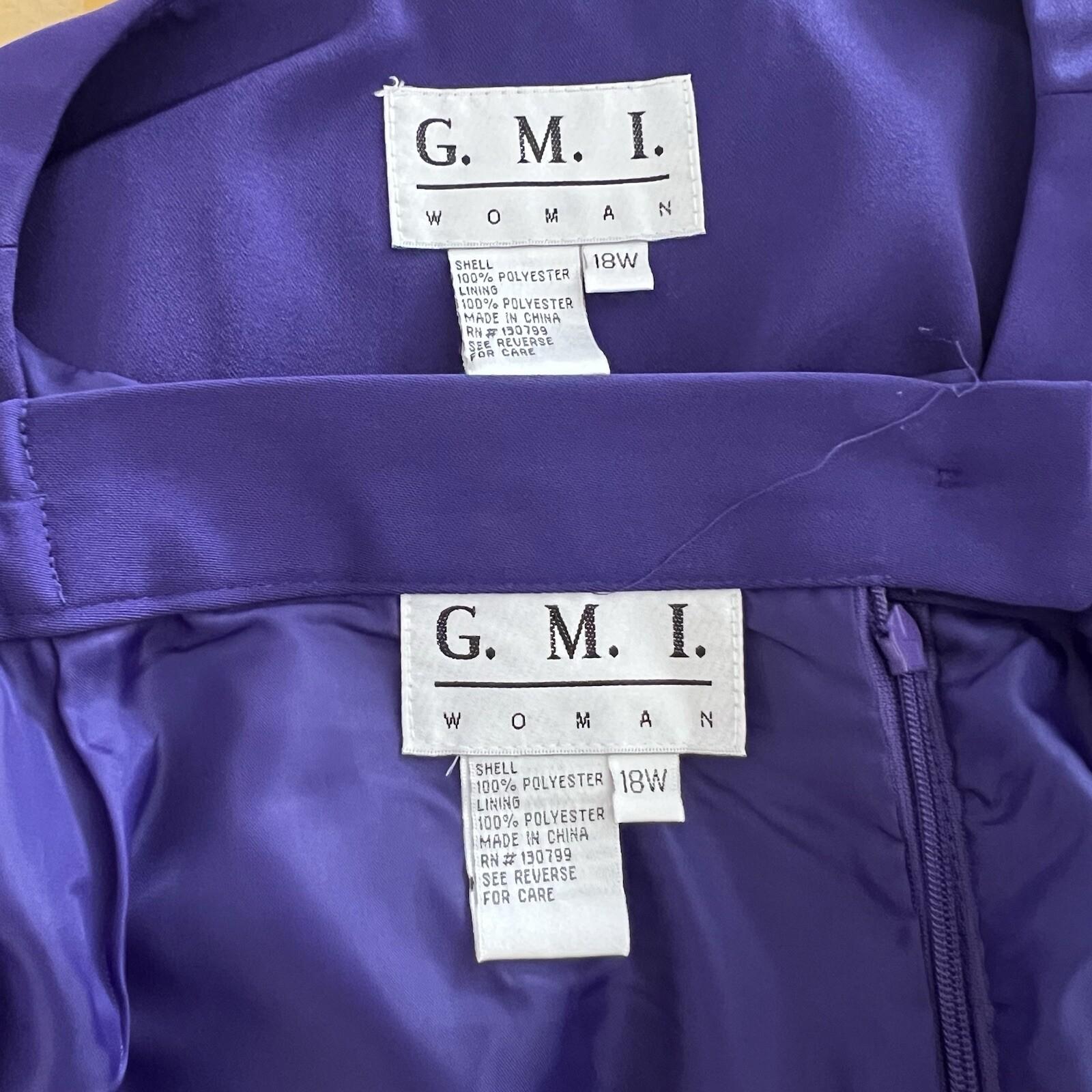 GMI Women Polyester Skirt Suit Size 18W Purple Lined Collarless Cocktail 2PC