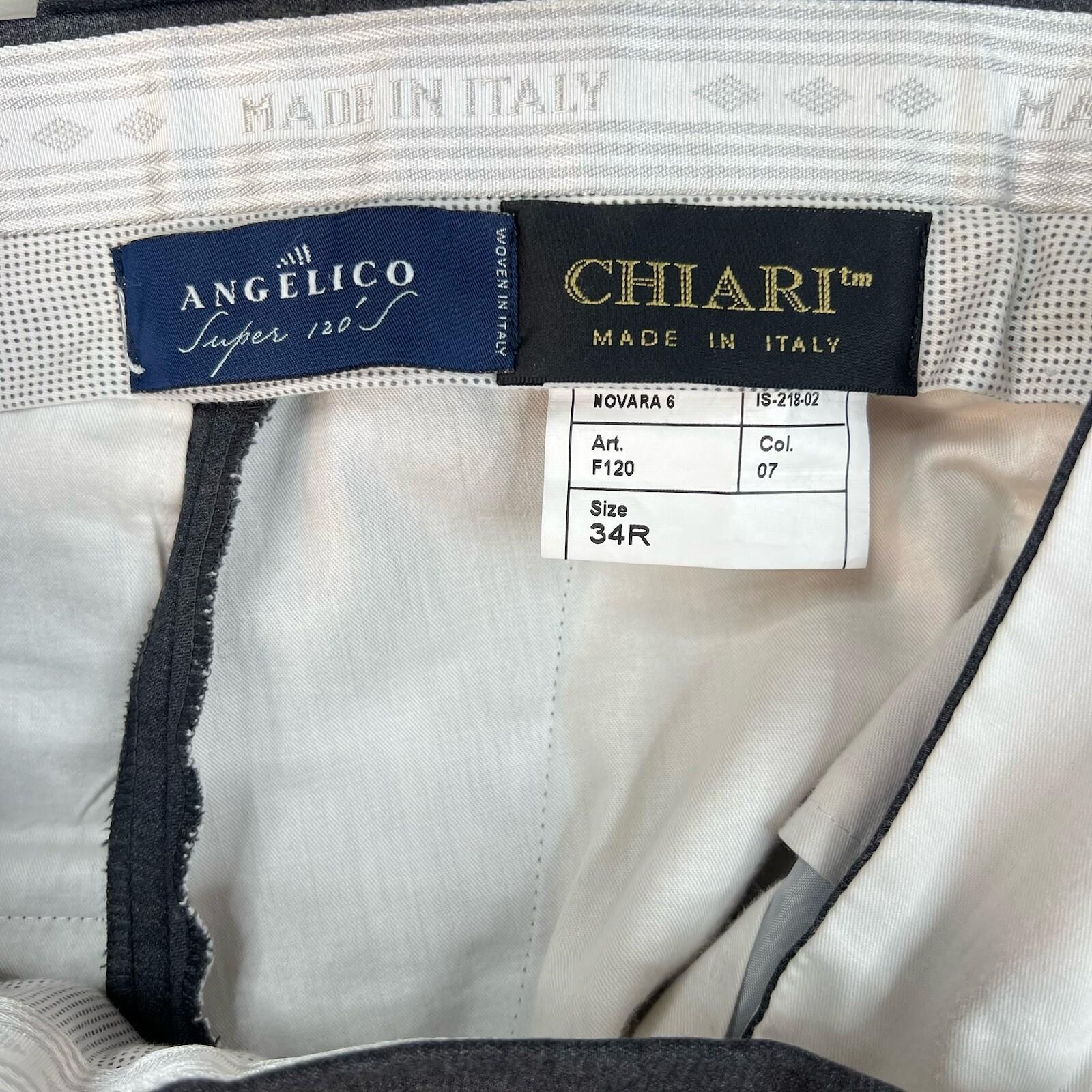 Chiari Angelico Super 120 Wool Men Dress Pants Size 34R Gray Made In Italy