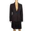 Anne Klein Women Wool Stretch Skirt Suit Size 2 Brown Lined Peak Collar 2PC
