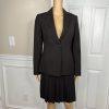Anne Klein Women Wool Stretch Skirt Suit Size 2 Brown Lined Peak Collar 2PC