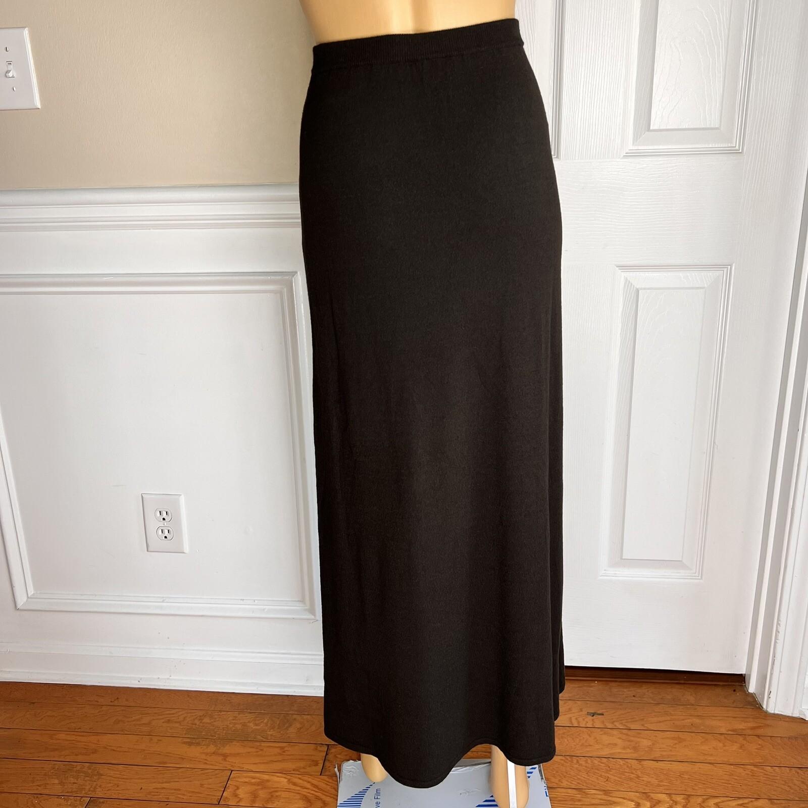 EILEEN FISHER Women Brown Knit Viscose Nylon Maxi Skirt Size XS