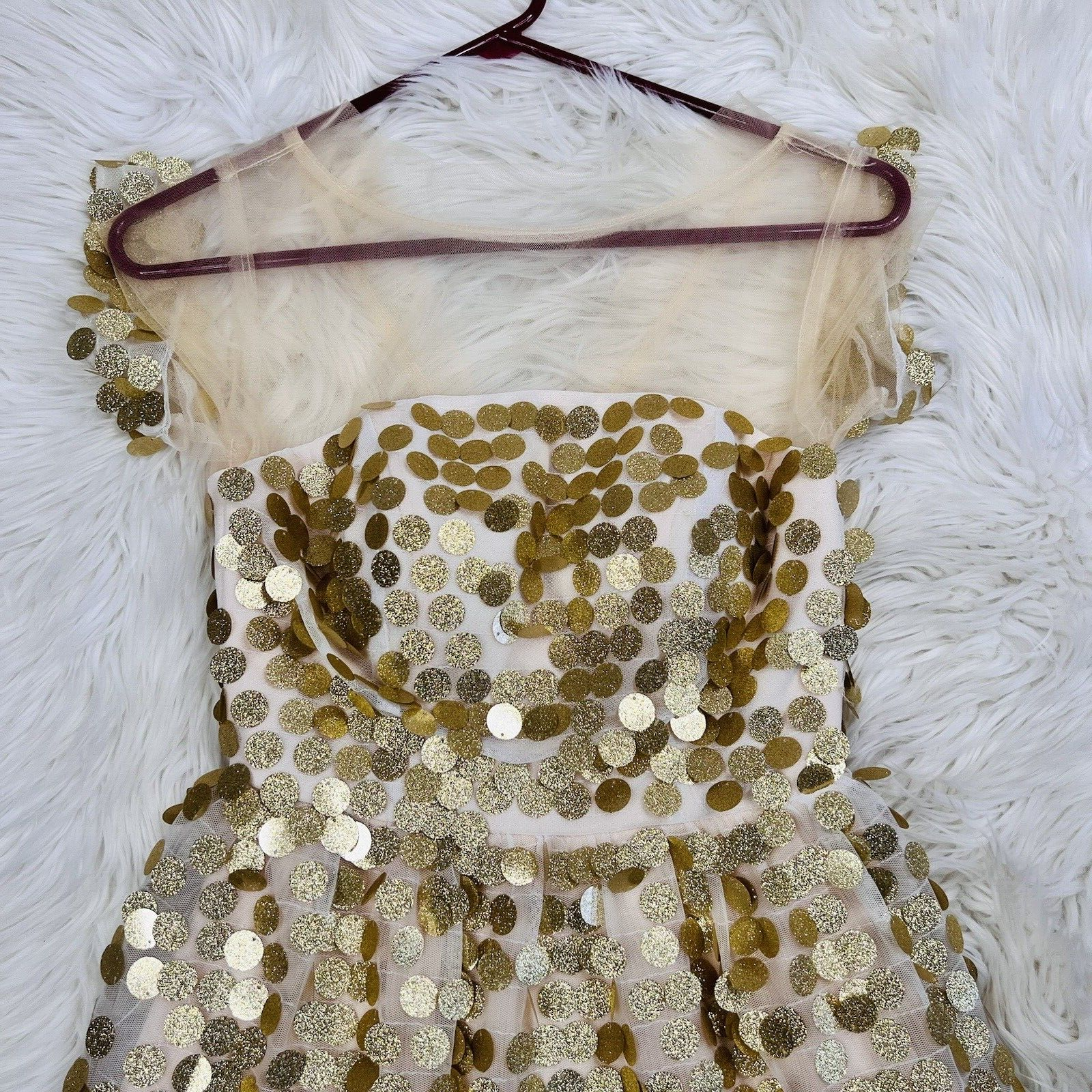 QUOC ANH Gold Stunning Girl Lined Party Dress 12 to 13 years old