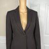 Anne Klein Women Wool Stretch Skirt Suit Size 2 Brown Lined Peak Collar 2PC