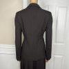 Anne Klein Women Wool Stretch Skirt Suit Size 2 Brown Lined Peak Collar 2PC