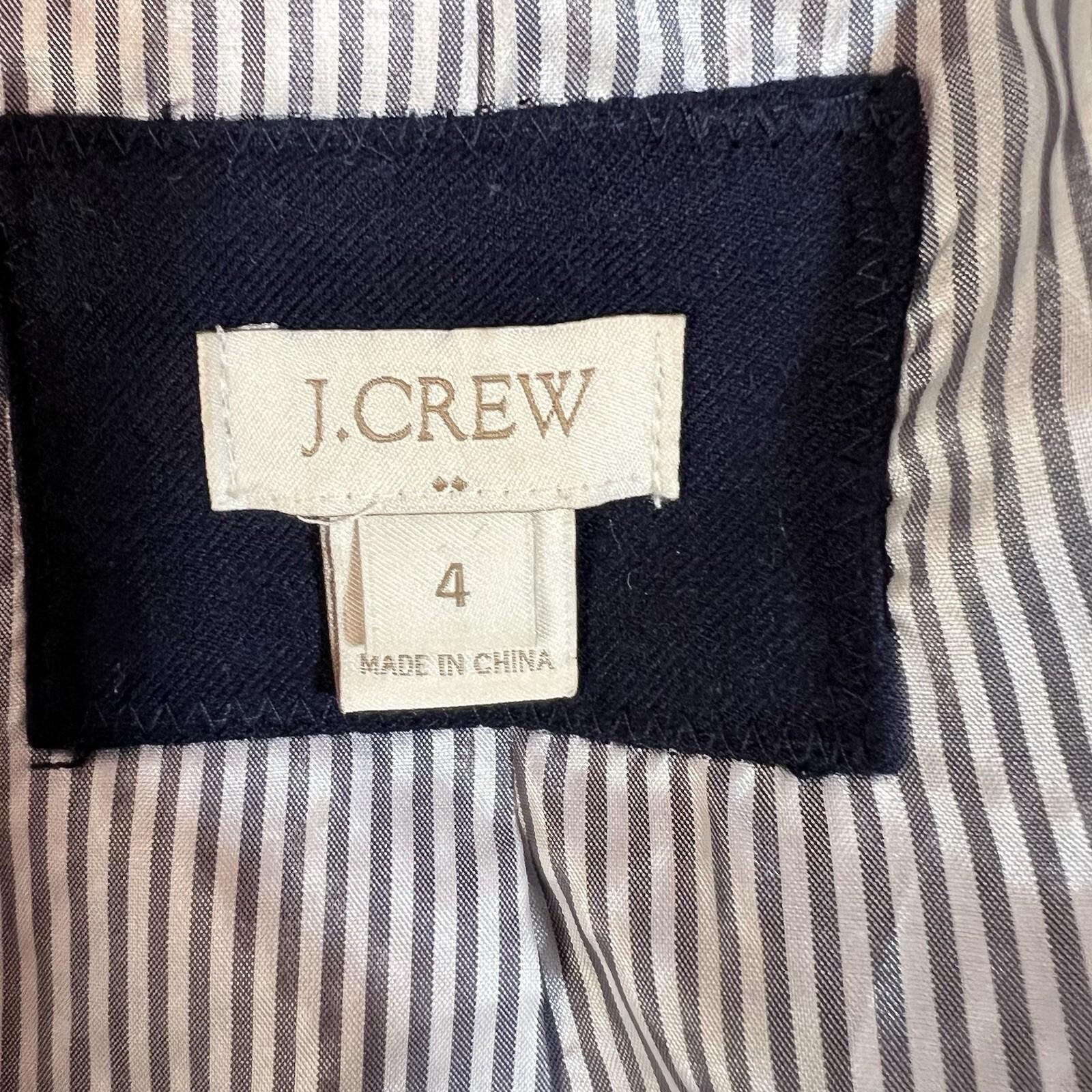 J.CREW Wool Viscose Blend Women Blazer Size 4 Navy Blue Business Blazer