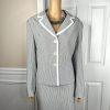 Le Suit  Polyester Skirt Size 18 Black White Pinstriped Notch Collar Lined 2PC