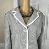 Le Suit  Polyester Skirt Size 18 Black White Pinstriped Notch Collar Lined 2PC