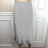 Le Suit  Polyester Skirt Size 18 Black White Pinstriped Notch Collar Lined 2PC
