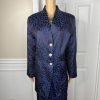 KB Stella Louise Polyester Metallic Skirt Suit 16 Blue Back Shawl Collar 2PC