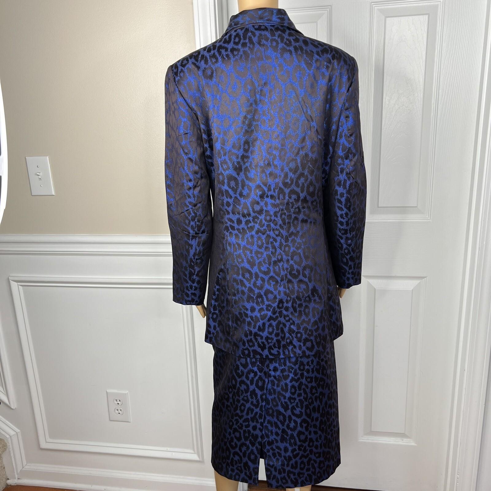 KB Stella Louise Polyester Metallic Skirt Suit 16 Blue Back Shawl Collar 2PC
