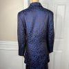 KB Stella Louise Polyester Metallic Skirt Suit 16 Blue Back Shawl Collar 2PC