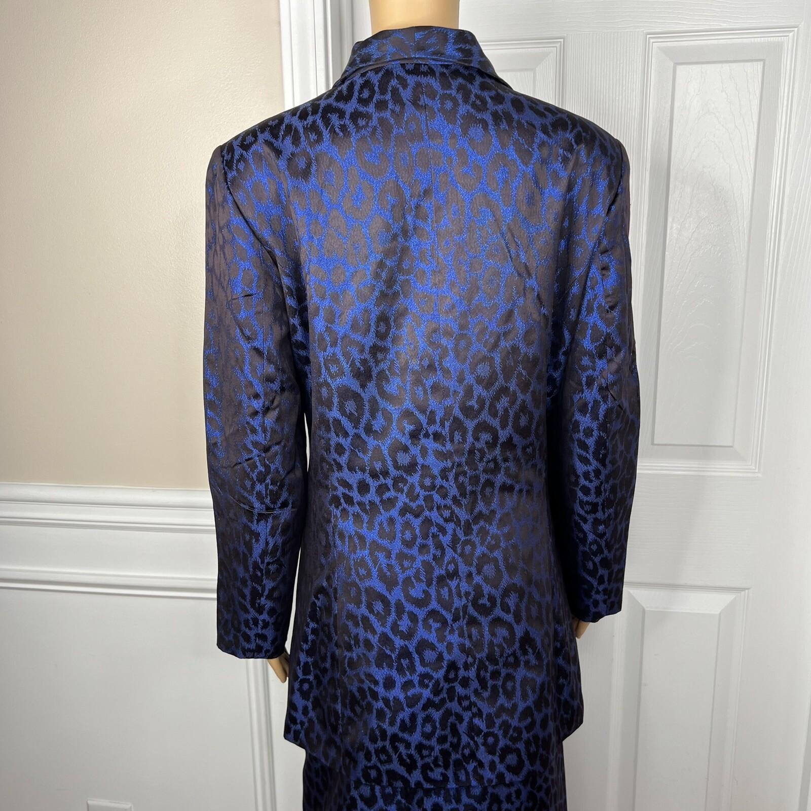 KB Stella Louise Polyester Metallic Skirt Suit 16 Blue Back Shawl Collar 2PC
