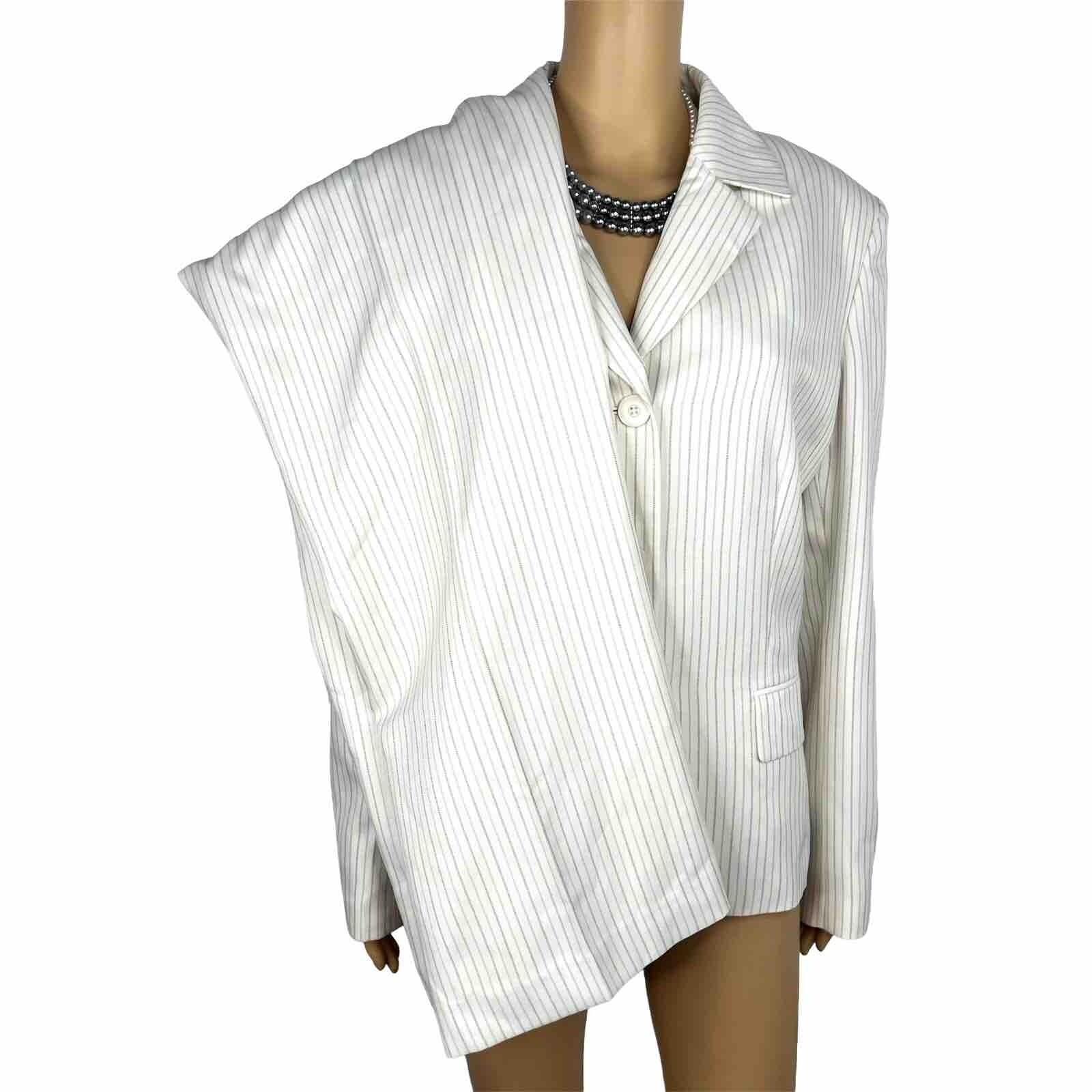 Collections For Le Suit Polyester Pant 16 Suit 18 Off White Striped 2PC New