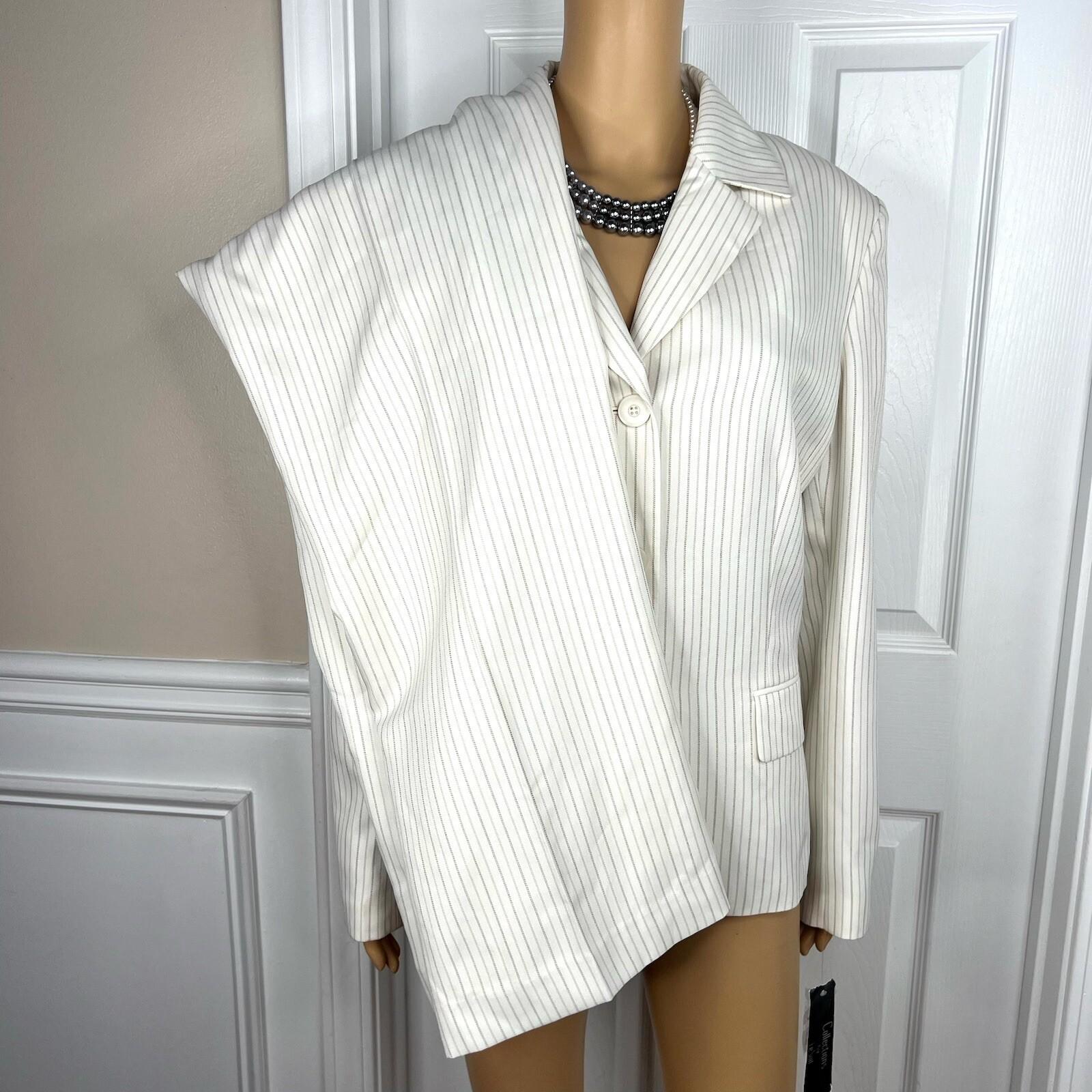Collections For Le Suit Polyester Pant 16 Suit 18 Off White Striped 2PC New
