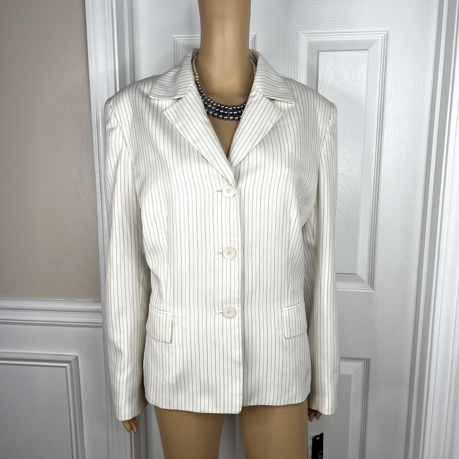 Collections For Le Suit Polyester Pant 16 Suit 18 Off White Striped 2PC New