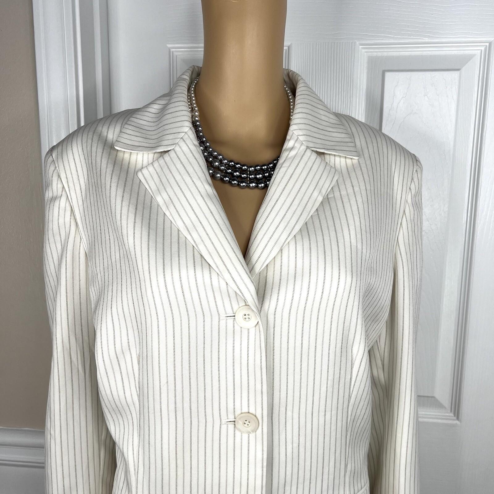 Collections For Le Suit Polyester Pant 16 Suit 18 Off White Striped 2PC New