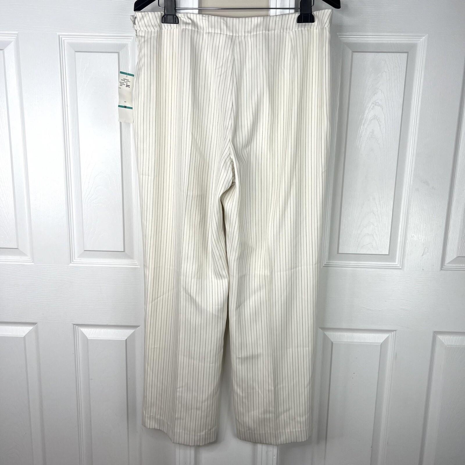 Collections For Le Suit Polyester Pant 16 Suit 18 Off White Striped 2PC New