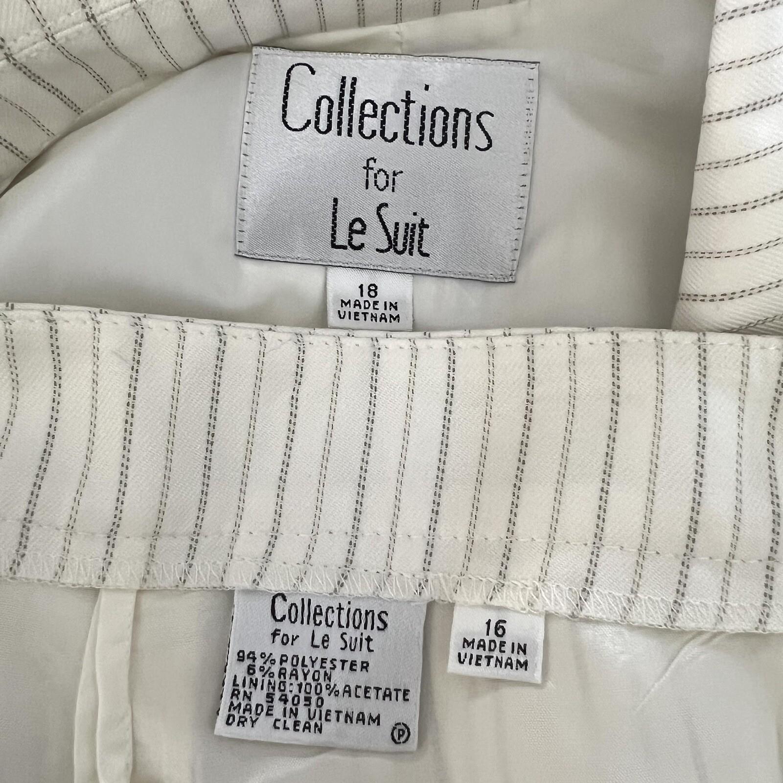 Collections For Le Suit Polyester Pant 16 Suit 18 Off White Striped 2PC New