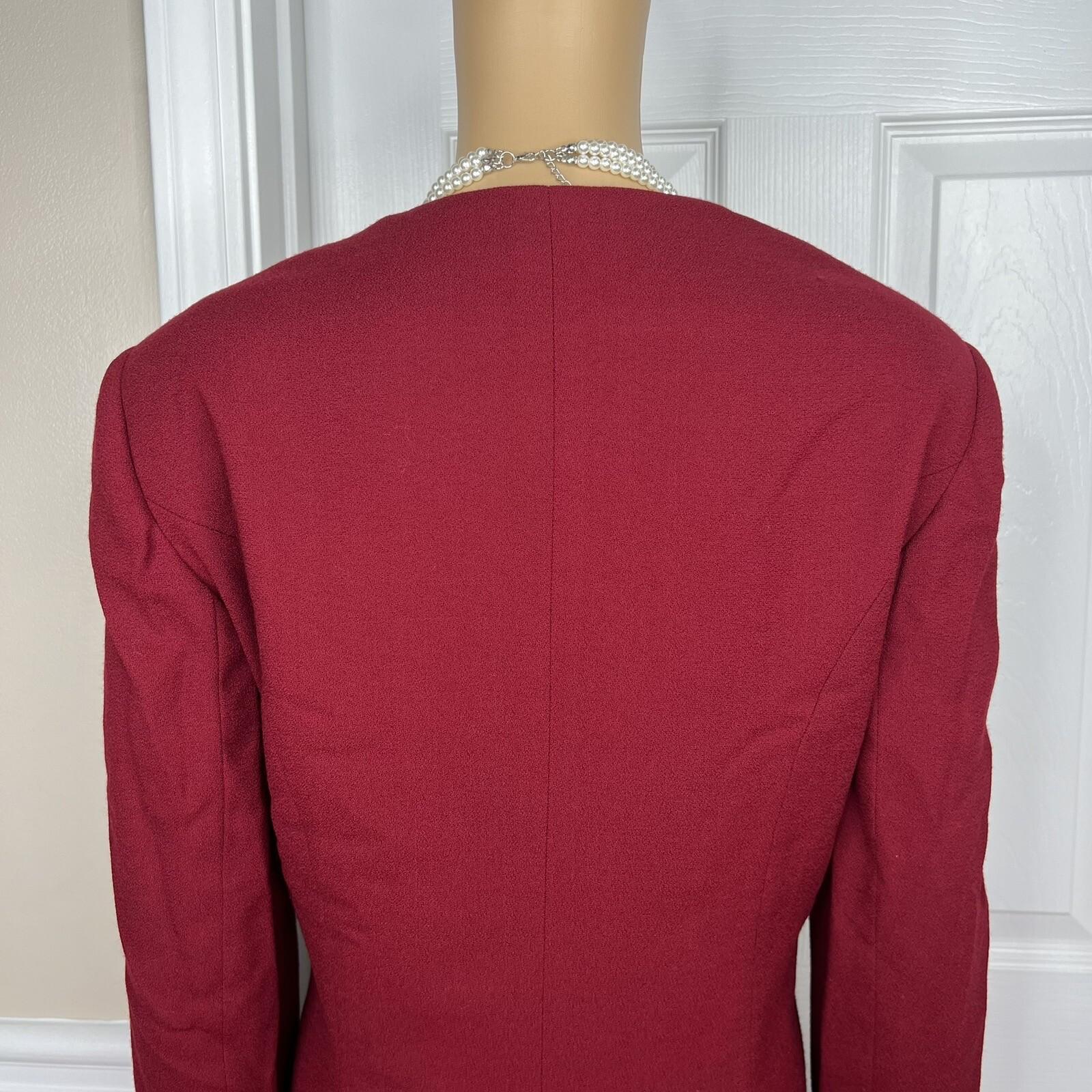 Coldwater Creek Women 1PC Red Wool Lined Wrap Collarless Blazer Size 14