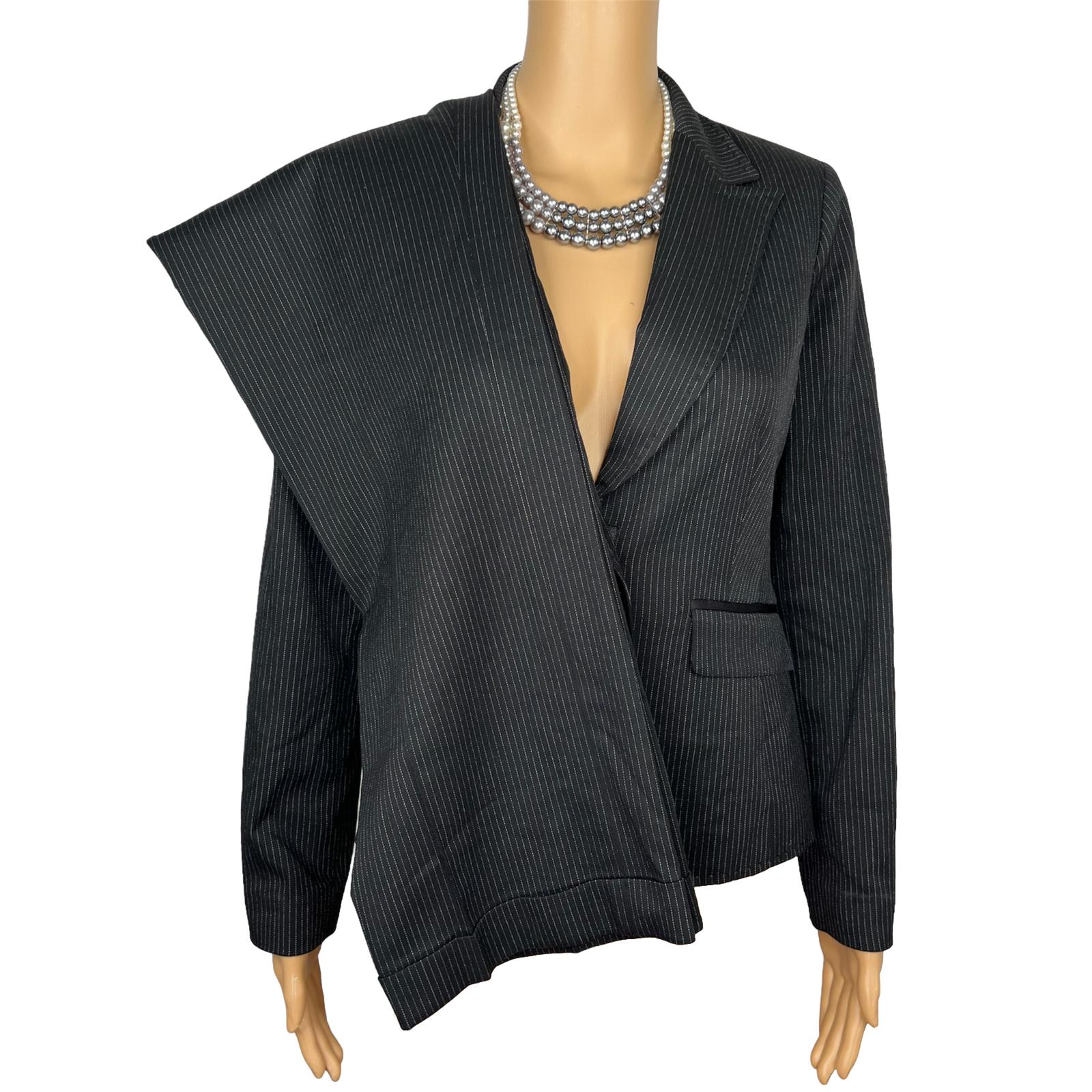 Alfani 2PC Black Striped Polyester Rayon Spandex Lined Career Pant Suit Size 4P