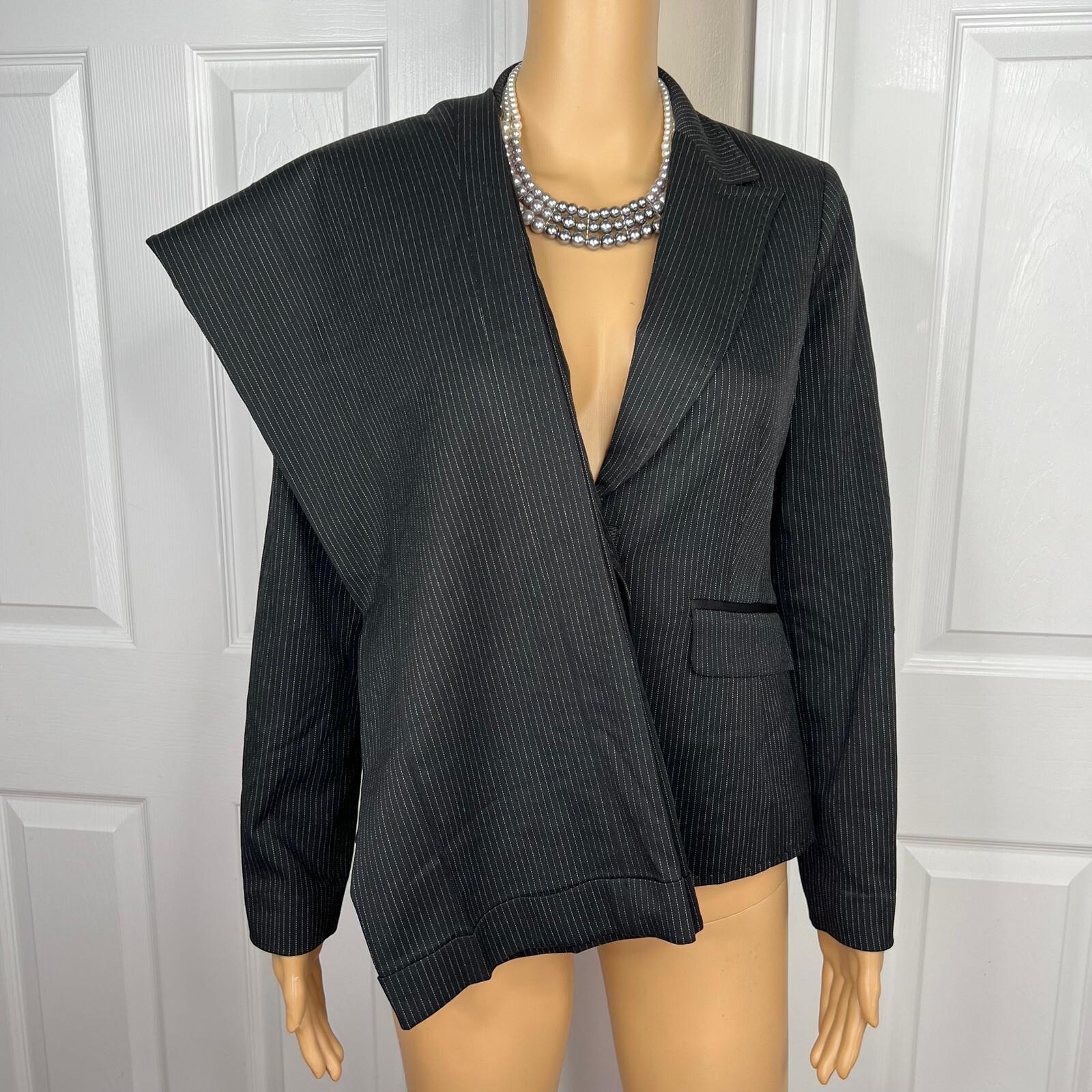 Alfani 2PC Black Striped Polyester Rayon Spandex Lined Career Pant Suit Size 4P