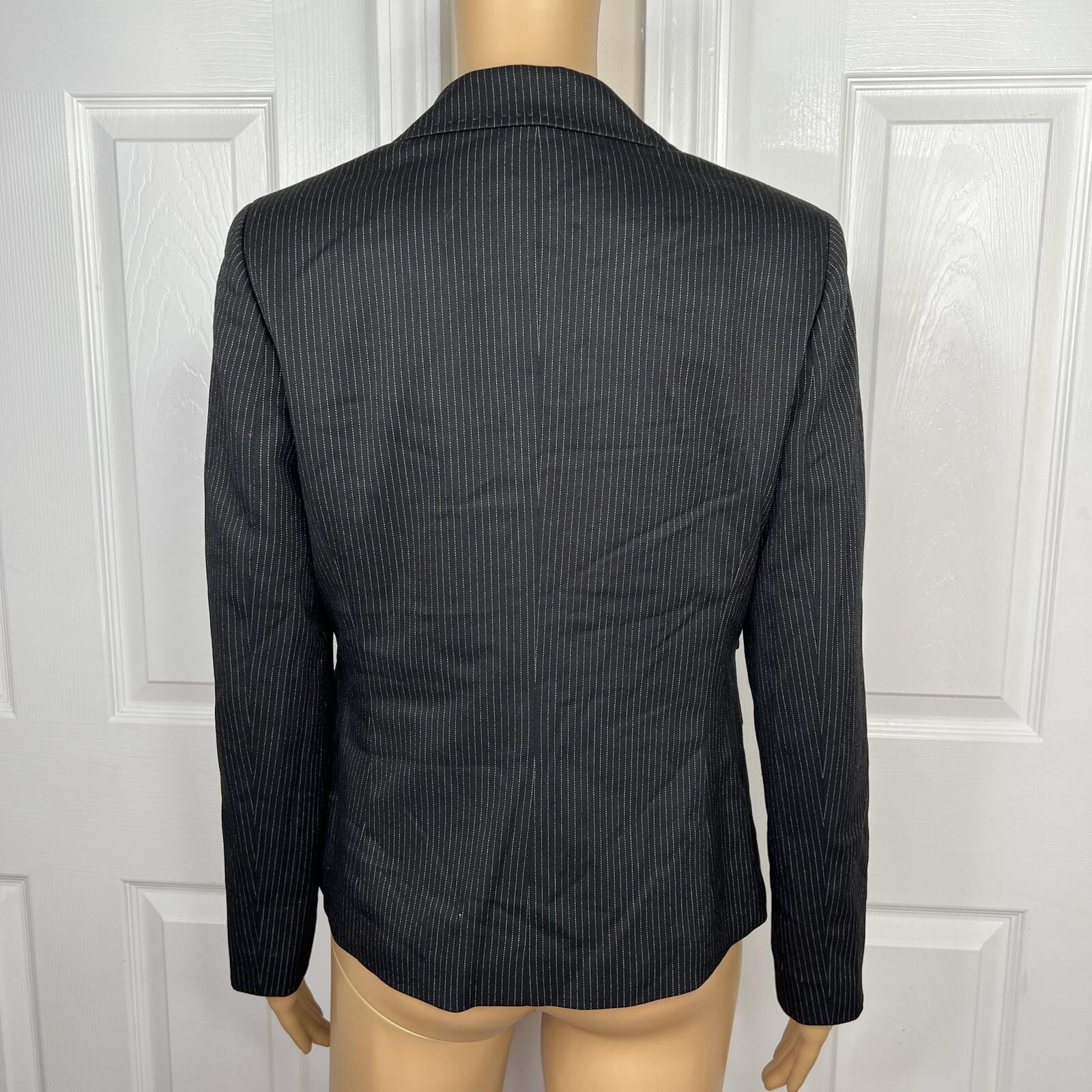 Alfani 2PC Black Striped Polyester Rayon Spandex Lined Career Pant Suit Size 4P