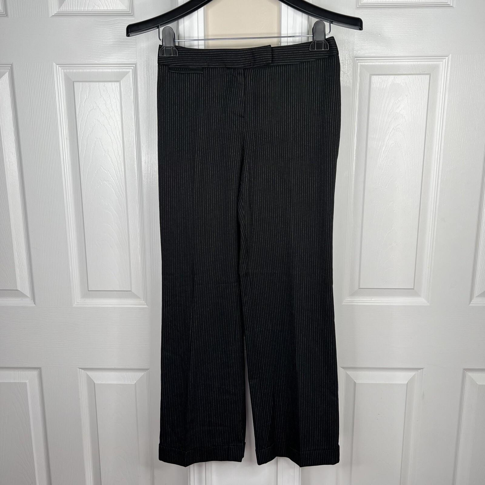 Alfani 2PC Black Striped Polyester Rayon Spandex Lined Career Pant Suit Size 4P