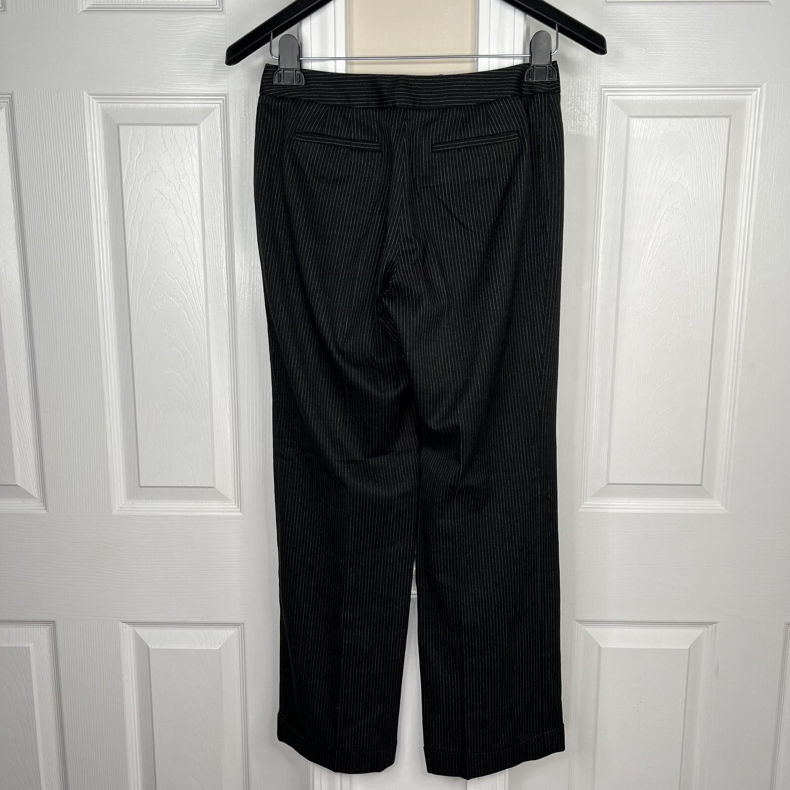 Alfani 2PC Black Striped Polyester Rayon Spandex Lined Career Pant Suit Size 4P