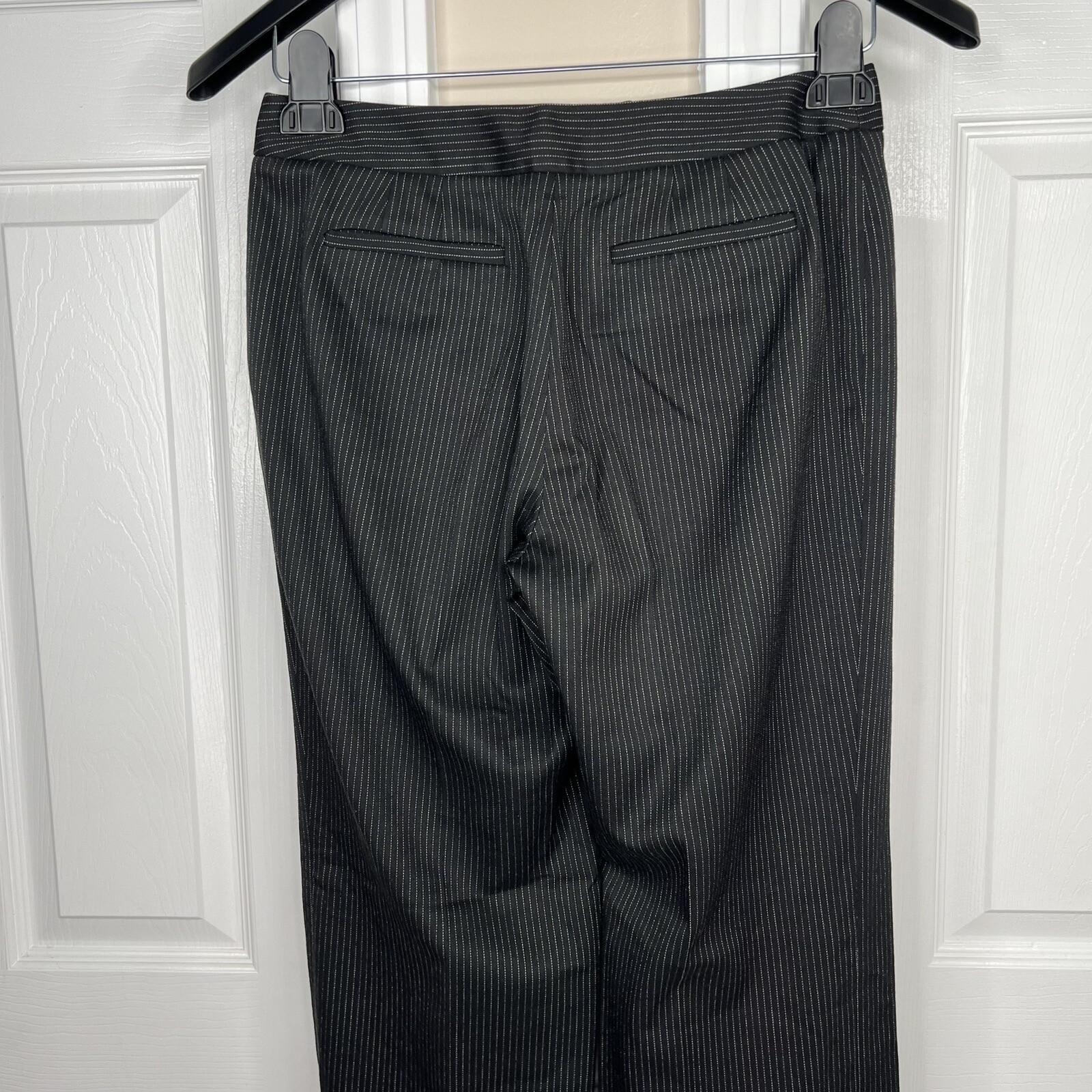 Alfani 2PC Black Striped Polyester Rayon Spandex Lined Career Pant Suit Size 4P