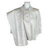New TAHARI 2PC Beige Metallic Linen Rayon Cropped Shawl Collar Pant Suit Size 6
