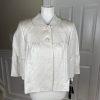 New TAHARI 2PC Beige Metallic Linen Rayon Cropped Shawl Collar Pant Suit Size 6