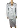 Nubiano New York Polyester Nylon Skirt Suit 6 Silver Shiny Formal Women 2 Piece