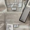 New TAHARI 2PC Beige Metallic Linen Rayon Cropped Shawl Collar Pant Suit Size 6