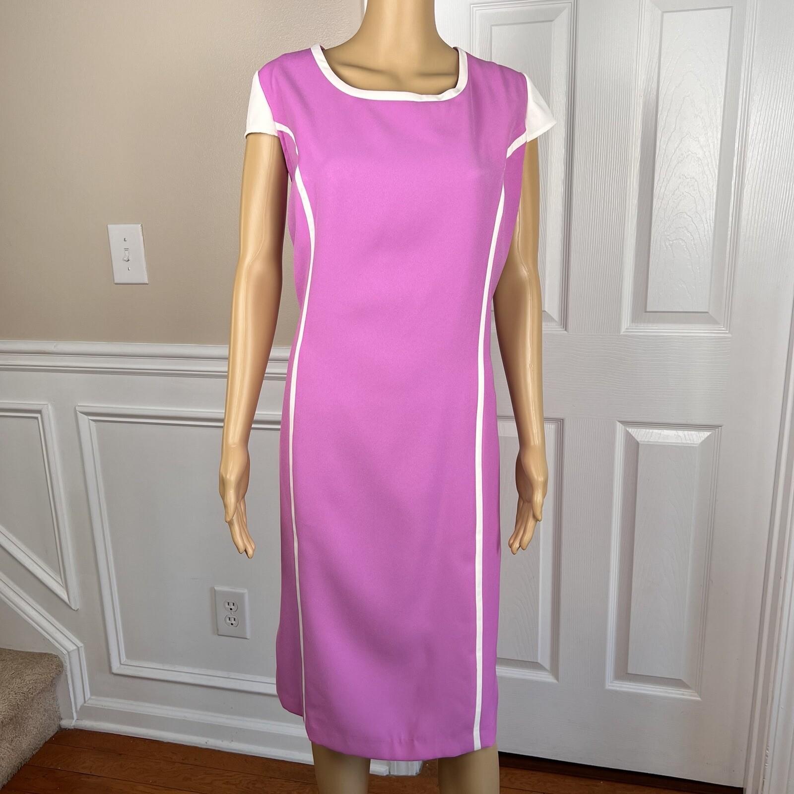 BEN MARC INT 2PC Pink Purple White Polyester Lined Collarless Dress Suit SZ 16