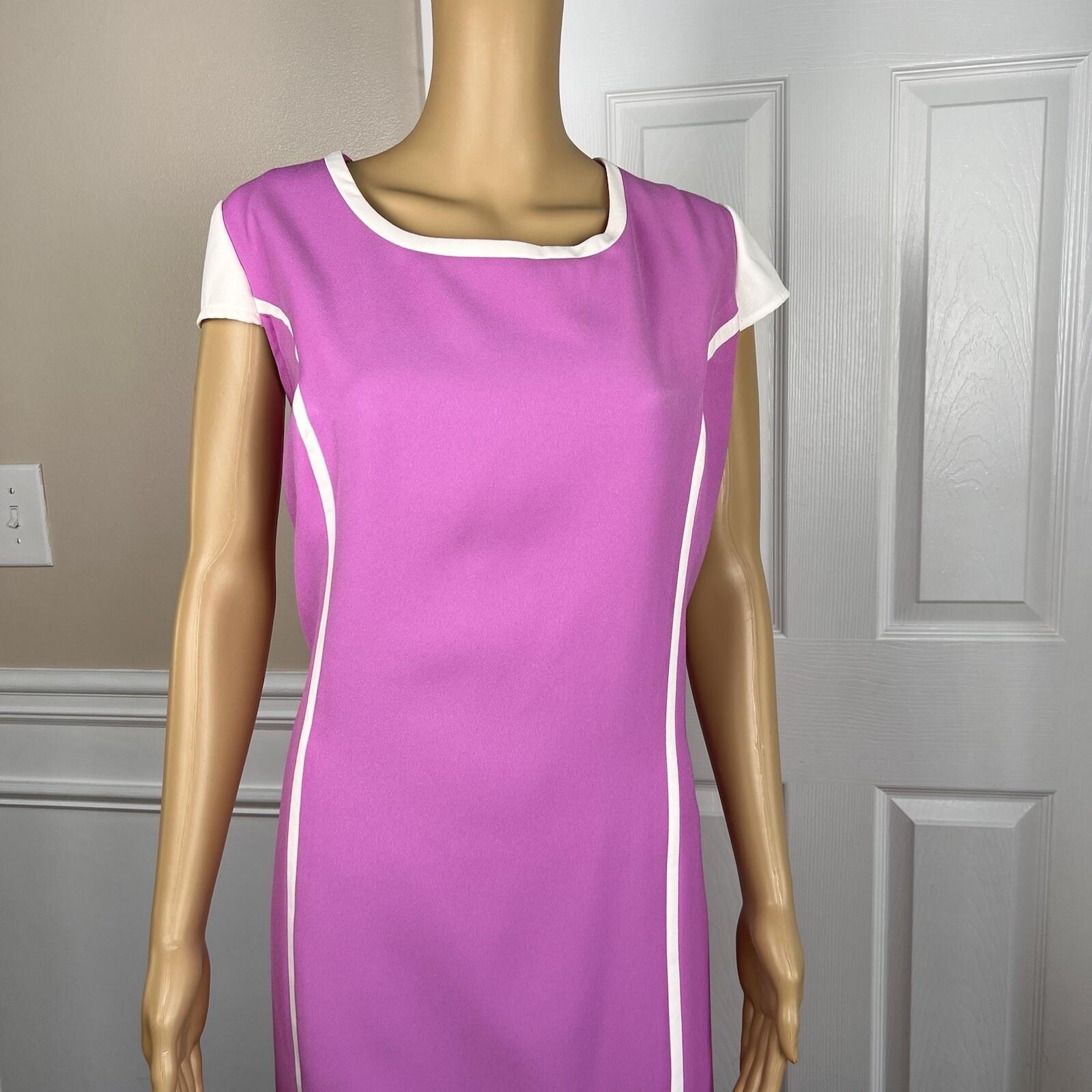 BEN MARC INT 2PC Pink Purple White Polyester Lined Collarless Dress Suit SZ 16