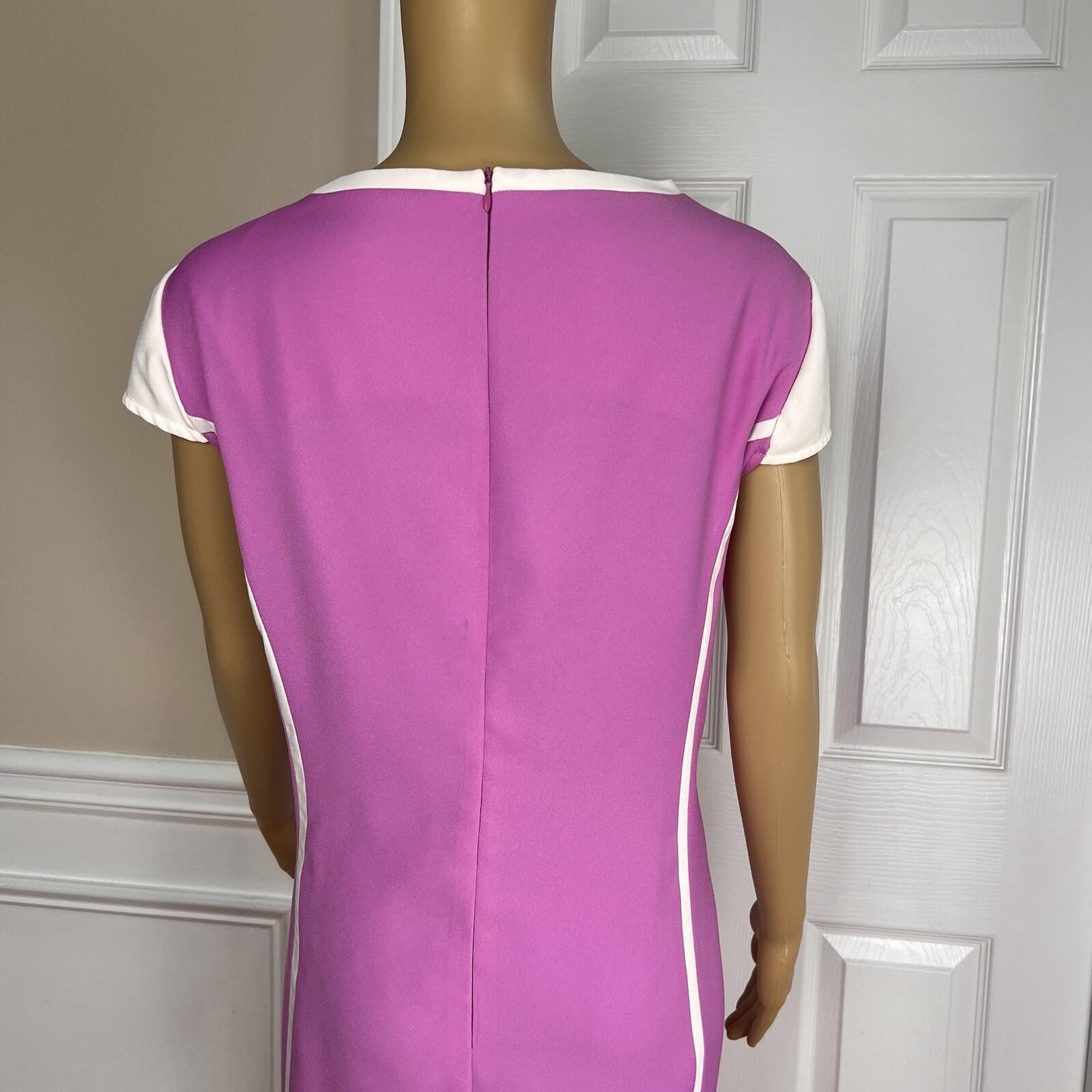BEN MARC INT 2PC Pink Purple White Polyester Lined Collarless Dress Suit SZ 16