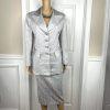 Nubiano New York Polyester Nylon Skirt Suit 6 Silver Shiny Formal Women 2 Piece