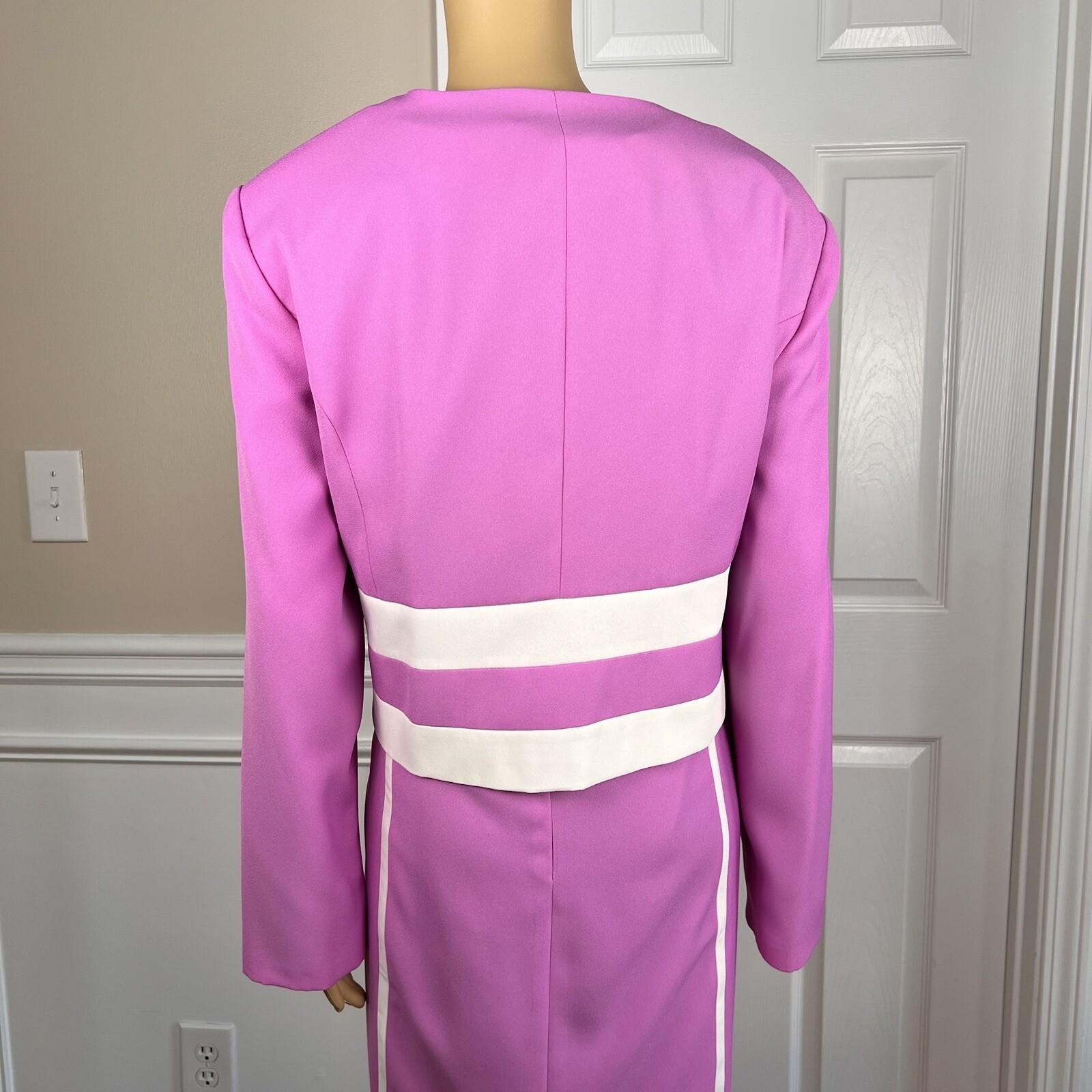BEN MARC INT 2PC Pink Purple White Polyester Lined Collarless Dress Suit SZ 16