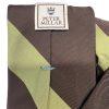 Peter Millar Men Silk Neck Tie Brown Green Striped Hand Folded 57 inch Luxury