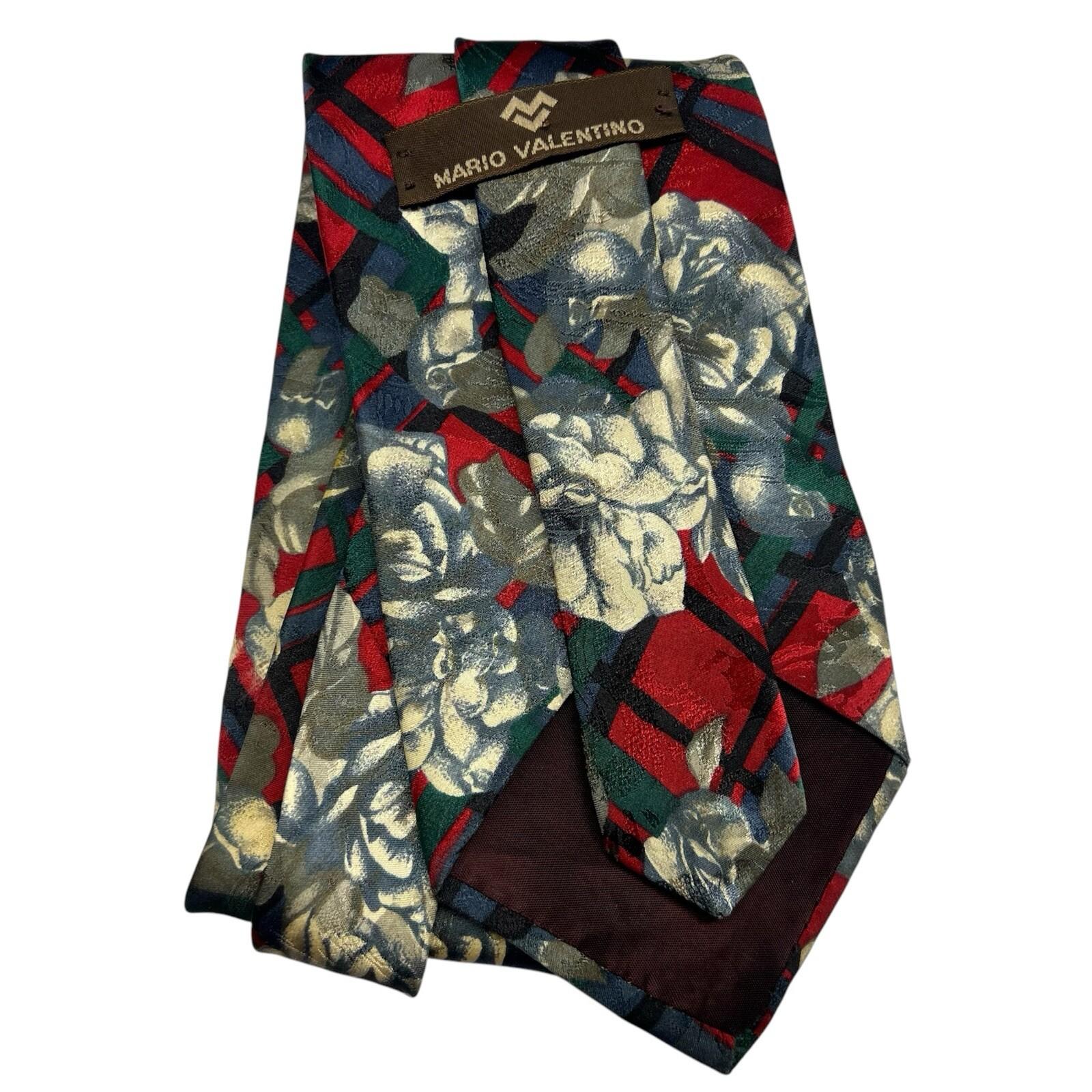 Mario Valentino Men Floral Multicolor Silk Neck Tie 56 in