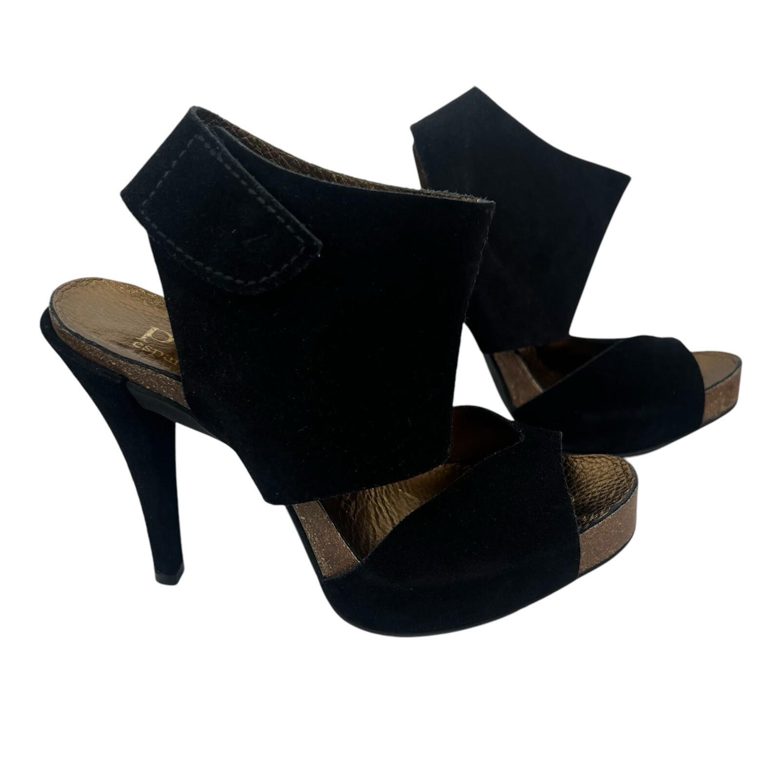 Pedro Garcia Sissel Suede Leather Sandals Size 38 Grip Strap Peep Toe Shoes