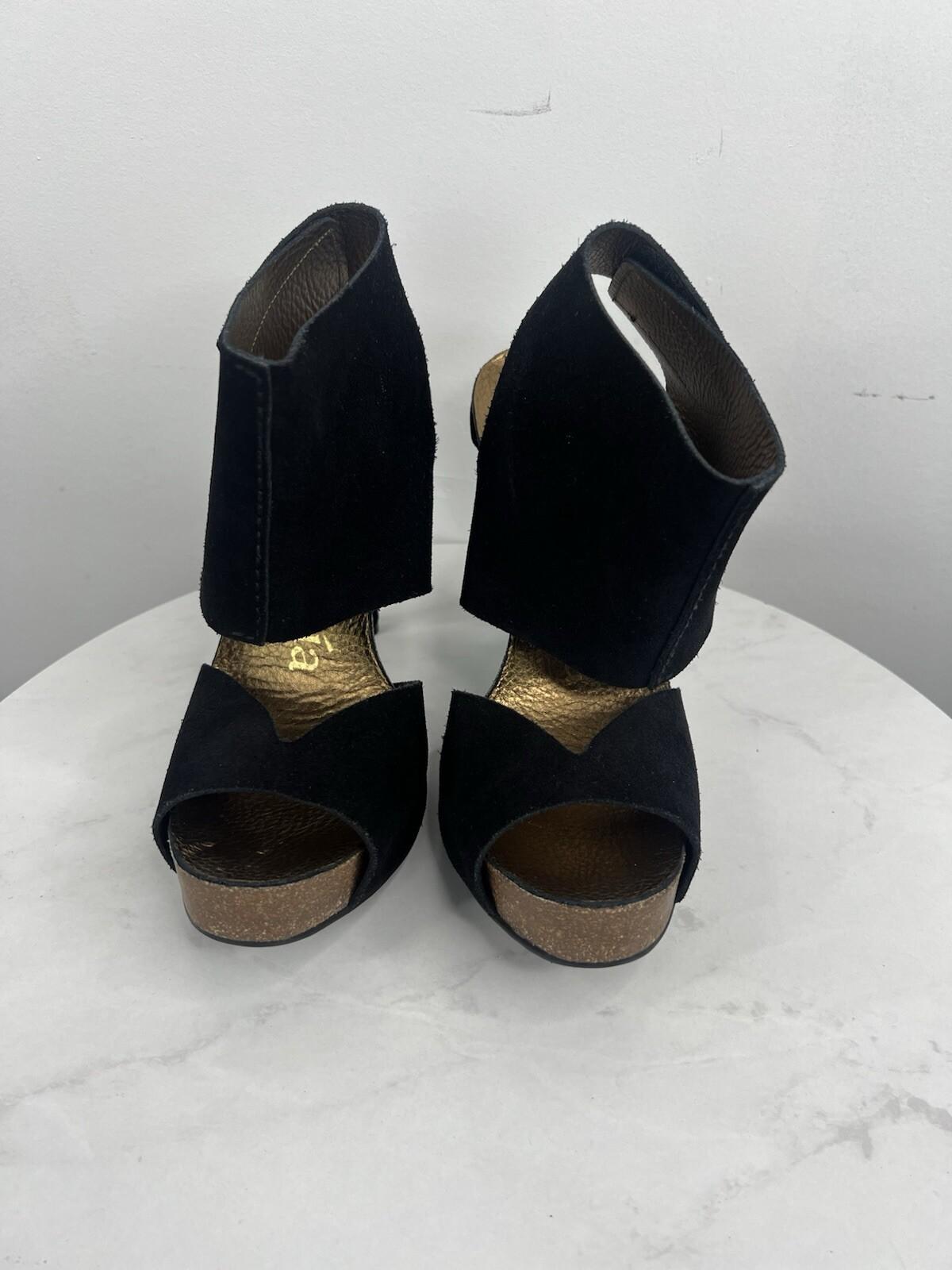 Pedro Garcia Sissel Suede Leather Sandals Size 38 Grip Strap Peep Toe Shoes