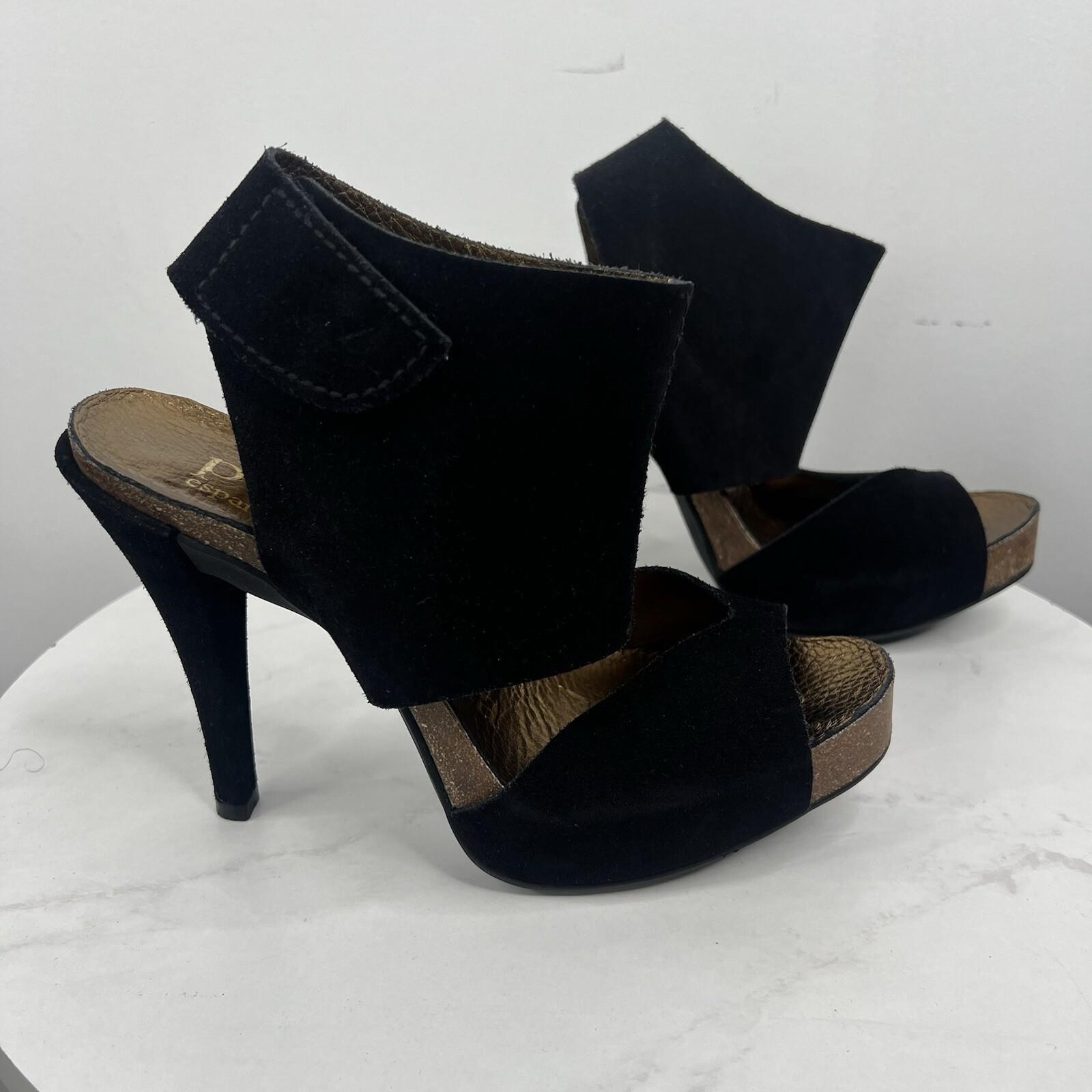 Pedro Garcia Sissel Suede Leather Sandals Size 38 Grip Strap Peep Toe Shoes