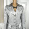 Nubiano New York Polyester Nylon Skirt Suit 6 Silver Shiny Formal Women 2 Piece