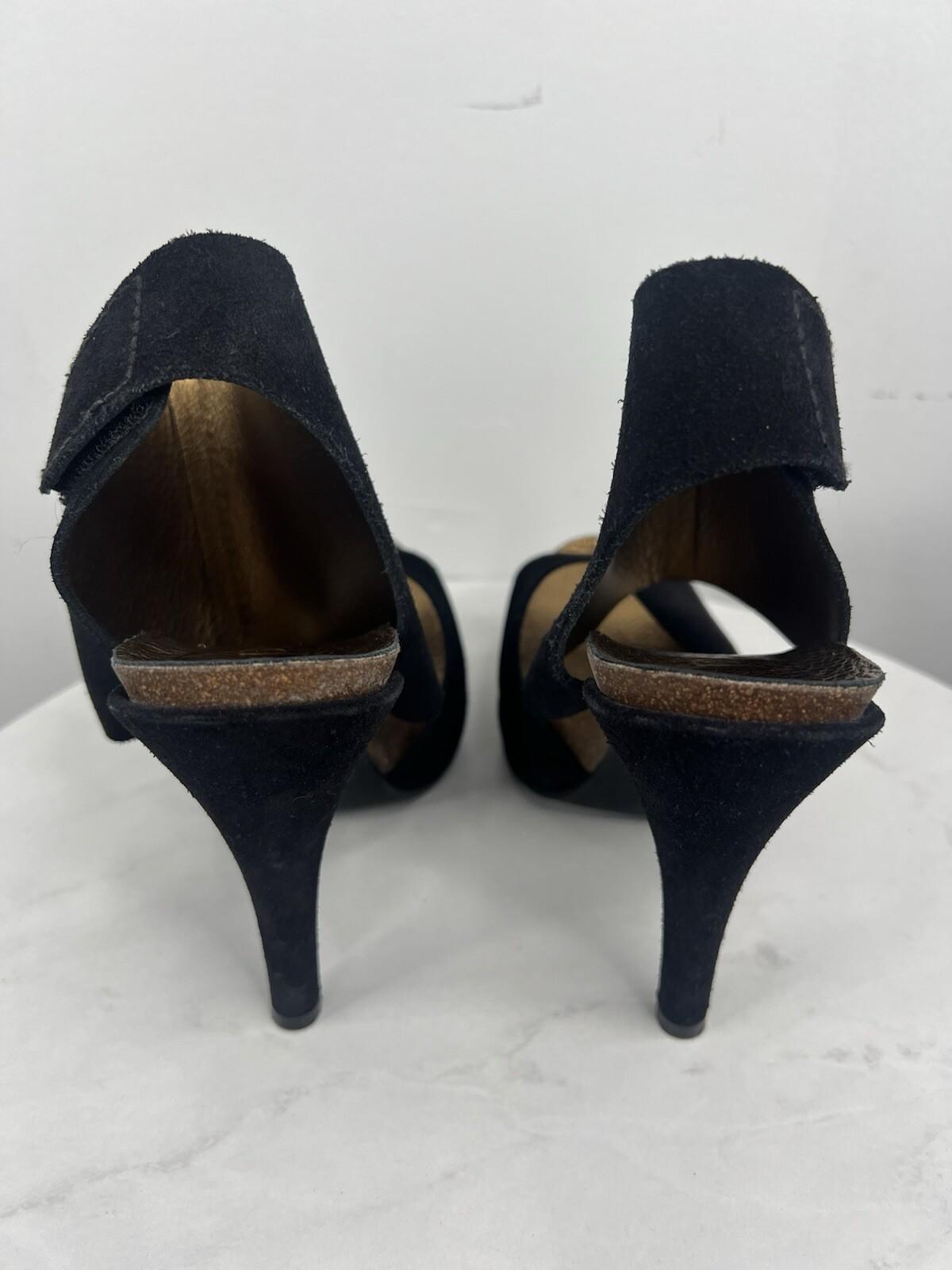 Pedro Garcia Sissel Suede Leather Sandals Size 38 Grip Strap Peep Toe Shoes