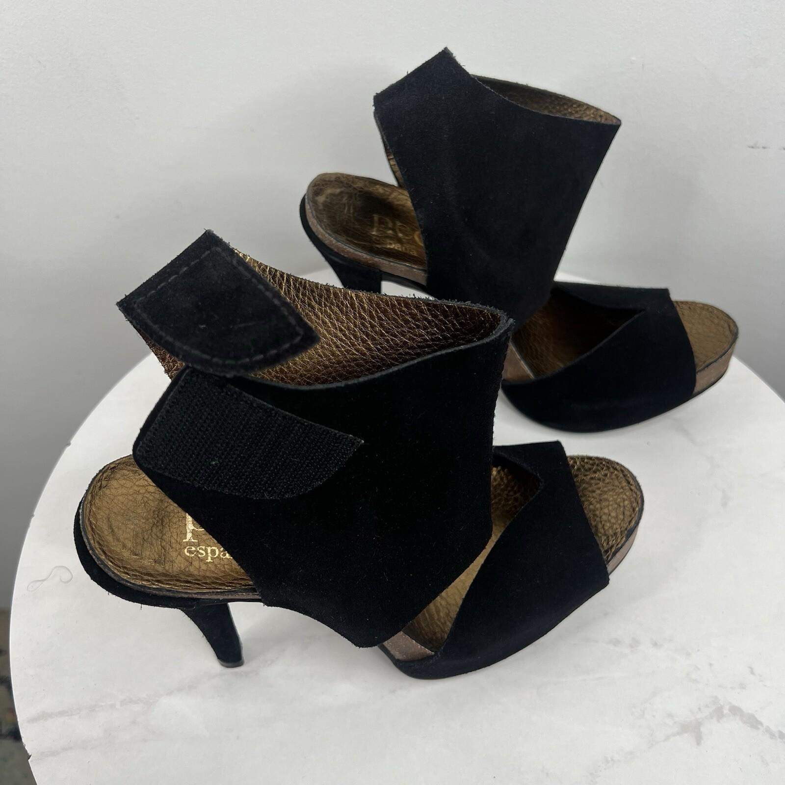 Pedro Garcia Sissel Suede Leather Sandals Size 38 Grip Strap Peep Toe Shoes