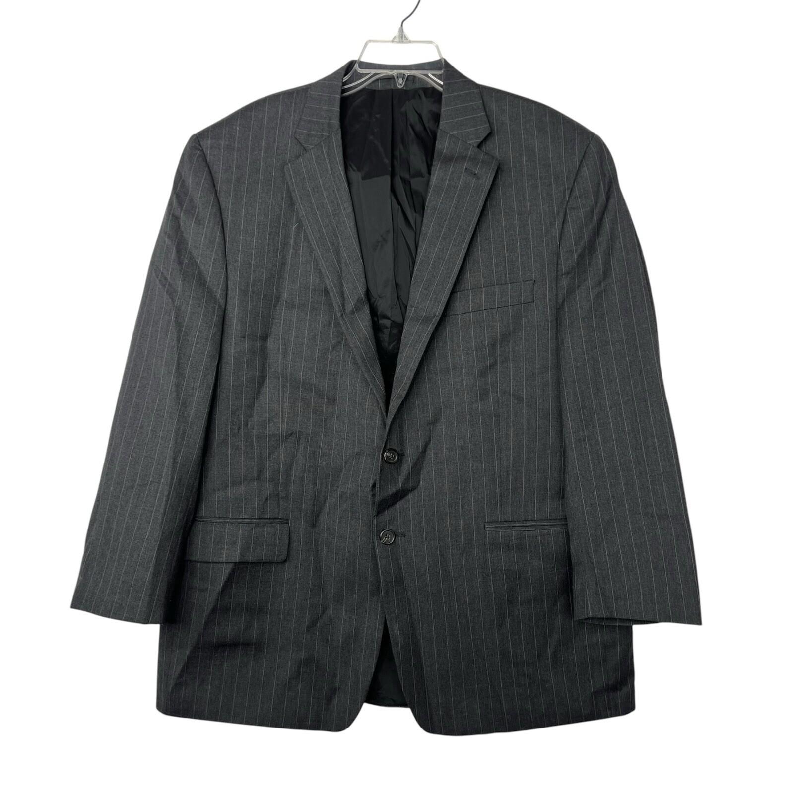 Lauren Ralph Lauren Men Wool Blazer Size 46R Gray Striped Business 2 Button Vent