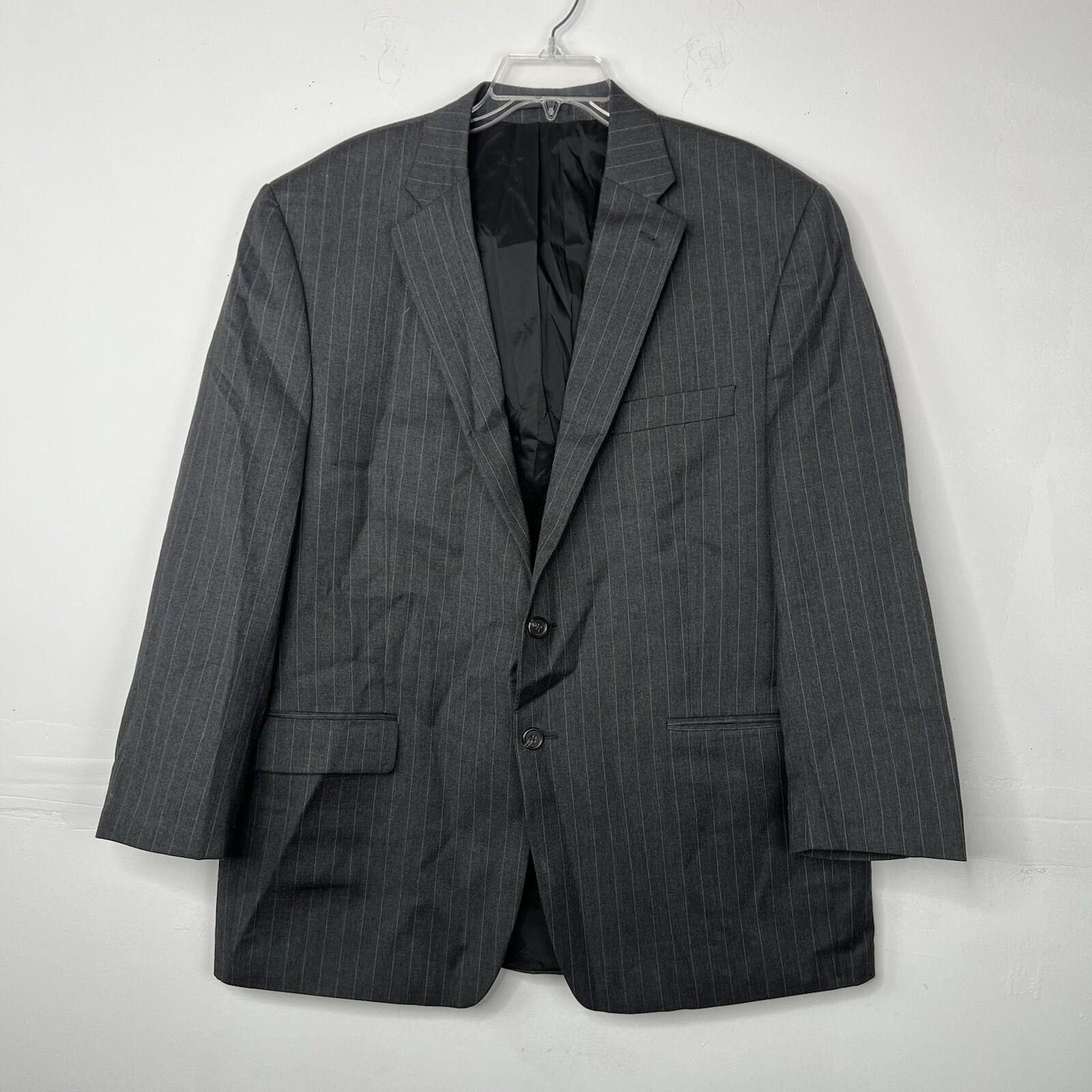 Lauren Ralph Lauren Men Wool Blazer Size 46R Gray Striped Business 2 Button Vent